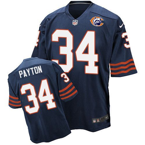 Chicago Bears #34 Walter Payton Navy Throwback Jersey