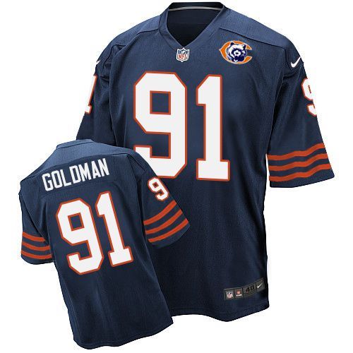 Chicago Bears #91 Eddie Goldman Navy Throwback Jersey