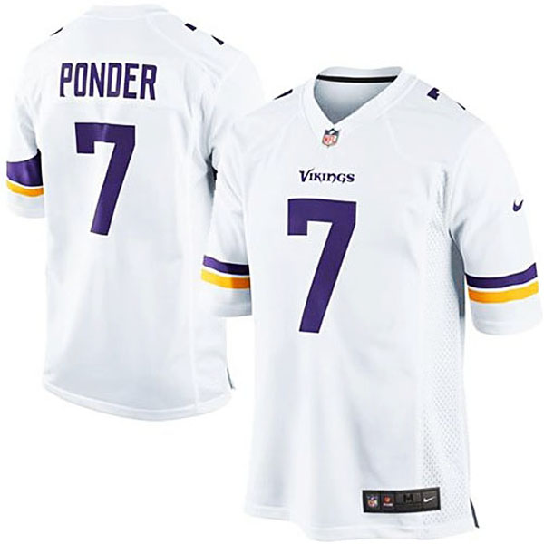 Men's Minnesota Vikings #7 Christian Ponder Nike White Limited Jersey