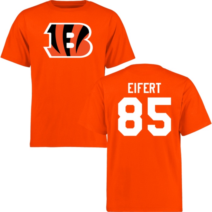 Cincinnati Bengals #85 Tyler Eifert Orange Name & Number Wordmark T-shirt