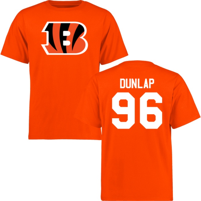 Cincinnati Bengals #96 Carlos Dunlap Orange Name & Number Wordmark T-shirt