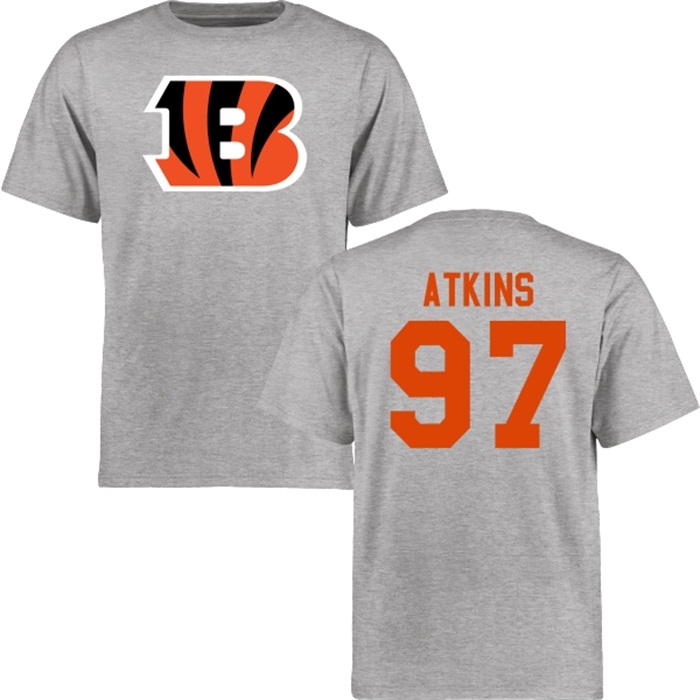 Cincinnati Bengals #97 Geno Atkins Gray Name & Number Wordmark T-shirt