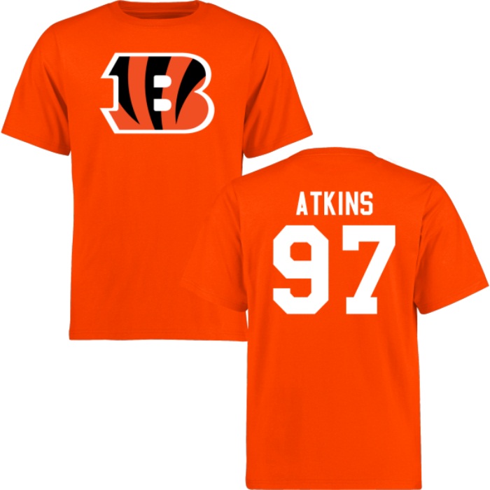 Cincinnati Bengals #97 Geno Atkins Orange Name & Number Wordmark T-shirt