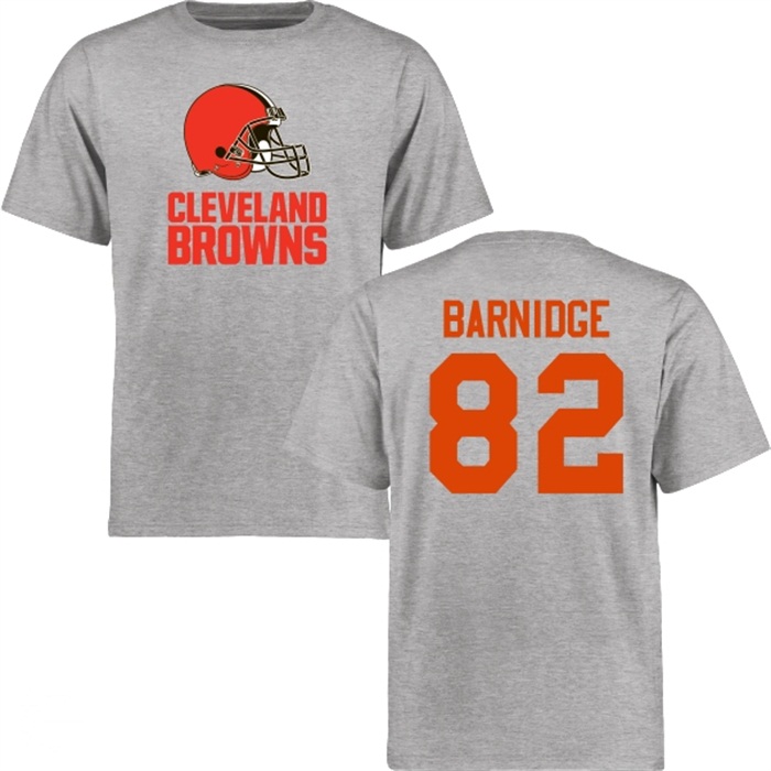 Cleveland Browns #82 Gary Barnidge Gray Name & Number Wordmark T-shirt