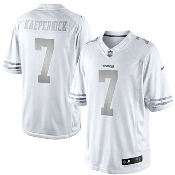 Men's San Francisco 49ers #7 Colin Kaepernick Nike White Platinum Limited Jersey