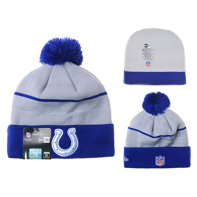 Men's Indianapolis Colts New Era Gray Sport Cuffed Knit Hat With Pom