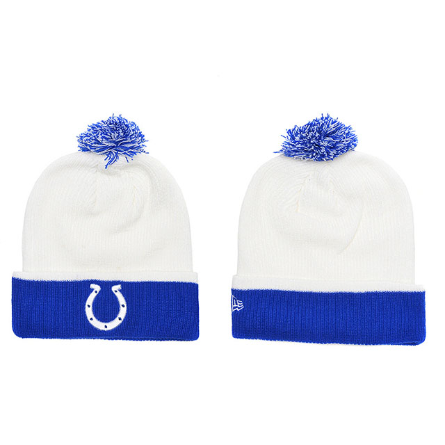 Men's Indianapolis Colts New Era White Sport Cuffed Knit Hat With Pom