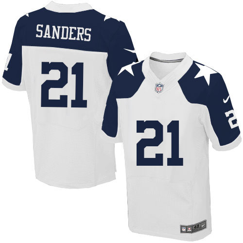 Men's Dallas Cowboys #21 Deion Sanders White Elite Jersey