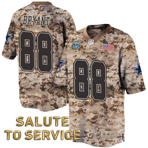 Dallas Cowboys #88 Dez Bryant Salute to Service Digital Camo Jersey