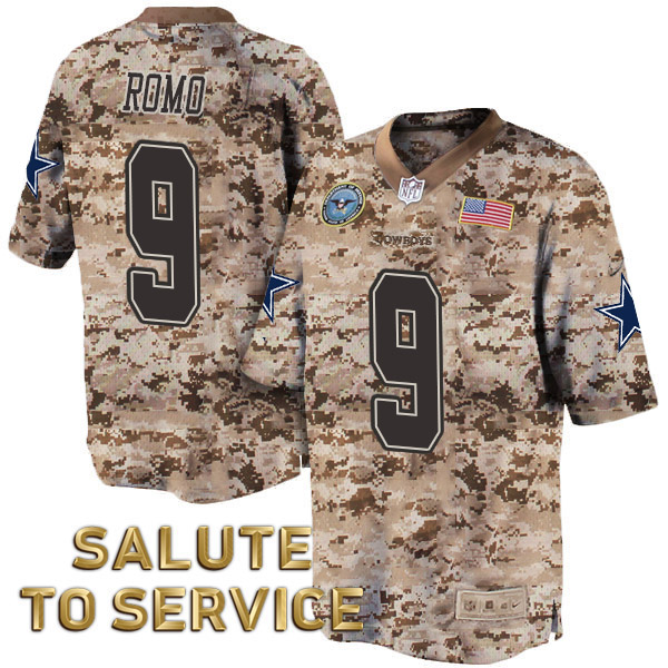 Dallas Cowboys #9 Tony Romo Salute to Service Digital Camo Jersey