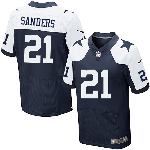 Men's Dallas Cowboys #21 Deion Sanders Navy Blue Elite Retired Player Jersey