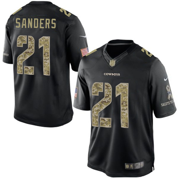 NFL Dallas Cowboys #21 Deion Sanders Salute To Service Black Jersey