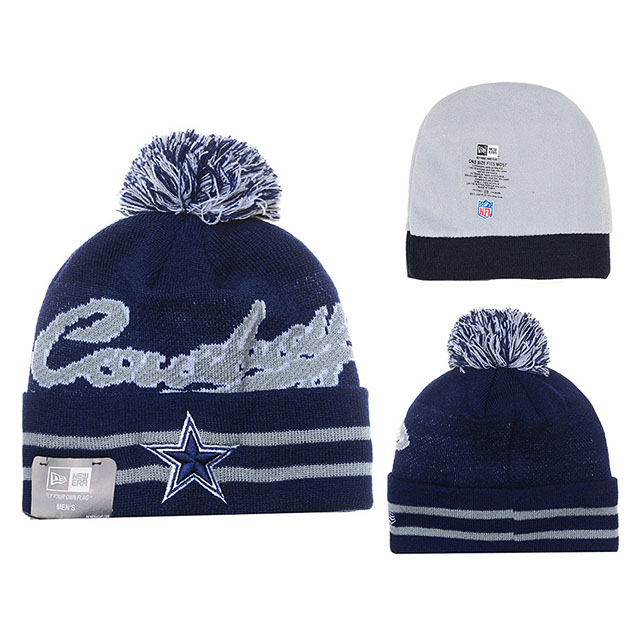 Men's Dallas Cowboys New Era Blue Sport Cuffed Knit Hat With Pom