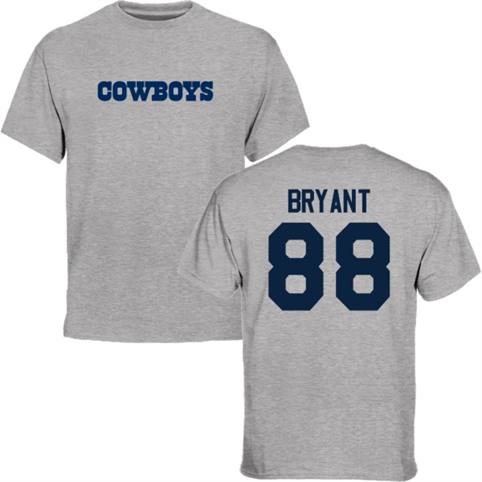 Dallas Cowboys #88 Dez Bryant Gray Name & Number Wordmark T-shirt