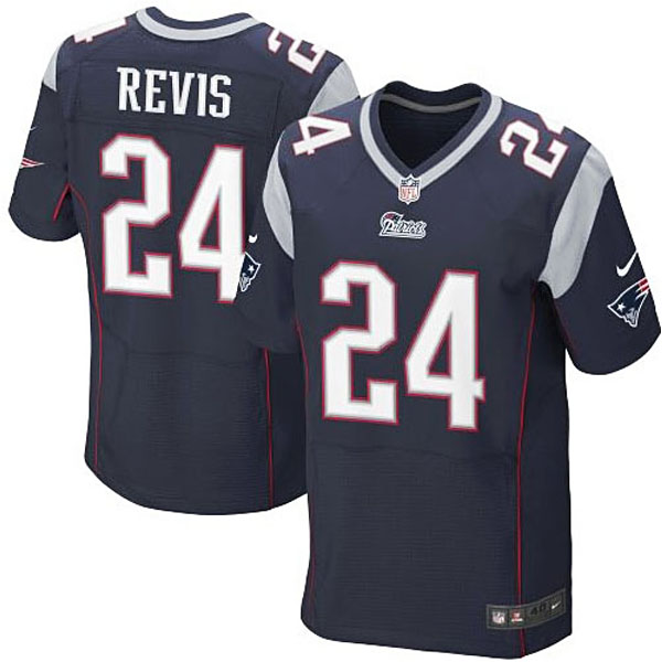 Mens New England Patriots #24 Darrelle Revis Nike Navy Blue Elite Jersey