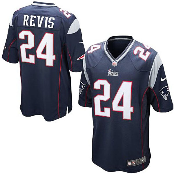 Mens New England Patriots #24 Darrelle Revis Nike Navy Blue Game Jersey