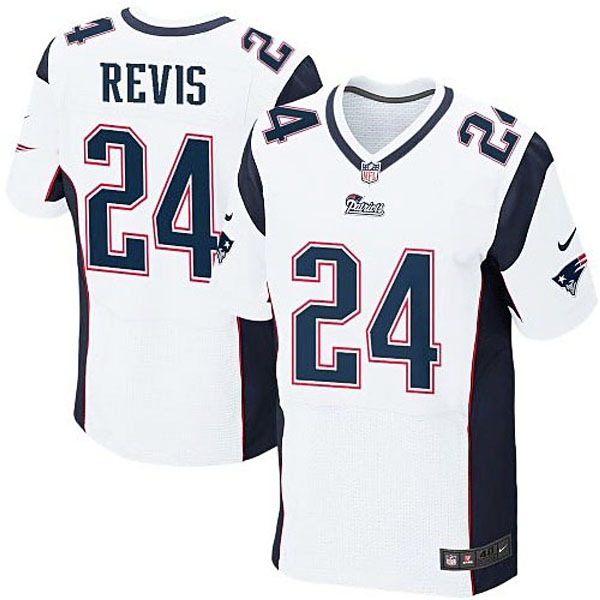 Mens New England Patriots #24 Darrelle Revis Nike White Elite Jersey