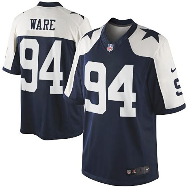 Mens Dallas Cowboys #94 DeMarcus Ware Navy Blue Elite Throwback Jersey