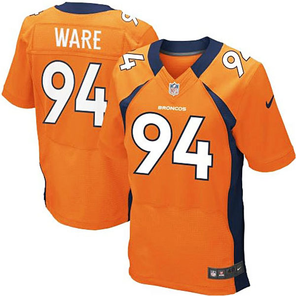 Mens Denver Broncos #94 DeMarcus Ware Nike Orange Elite Jersey