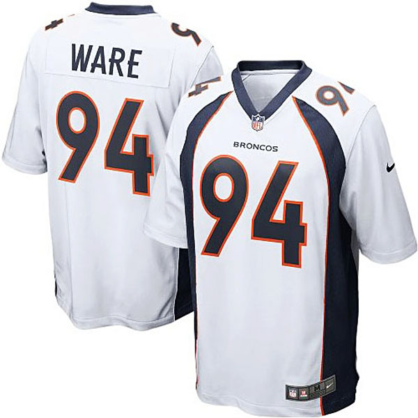 Mens Denver Broncos #94 DeMarcus Ware Nike White Game Jersey