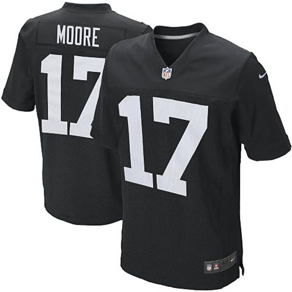 Mens Oakland Raiders #17 Denarius Moore Nike Black Elite Jersey