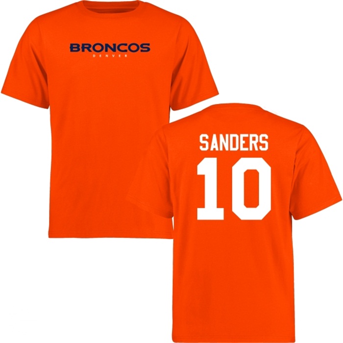 Denver Broncos #10 Emmanuel Sanders Orange Name & Number Wordmark T-shirt