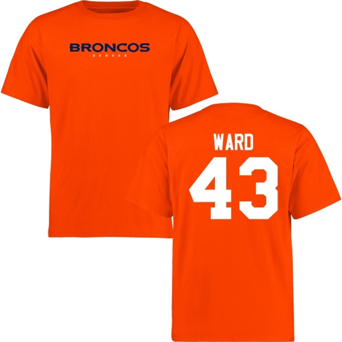 Denver Broncos #43 T.J. Ward Orange Name & Number Wordmark T-shirt