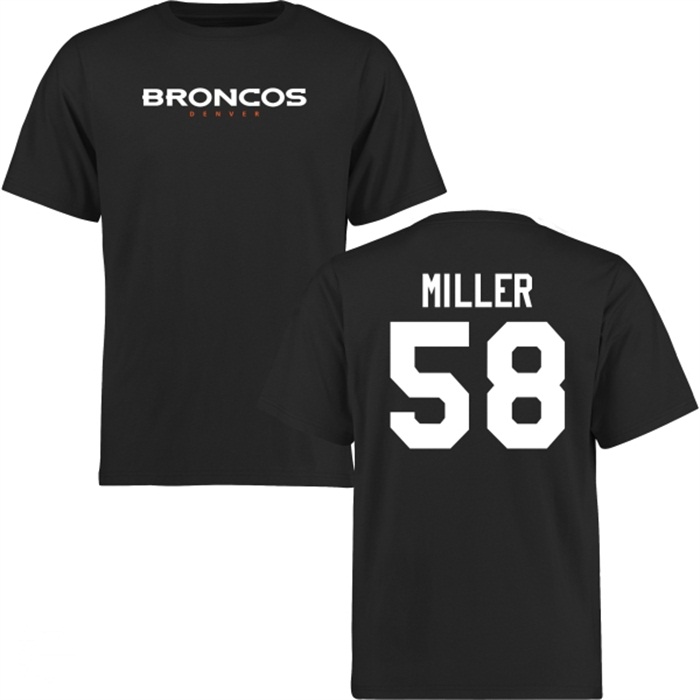 Denver Broncos #58 Von Miller Black Name & Number Wordmark T-shirt