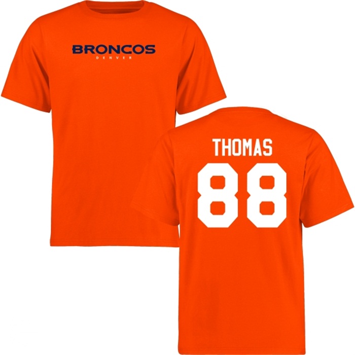 Denver Broncos #88 Demaryius Thomas Orange Name & Number Wordmark T-shirt