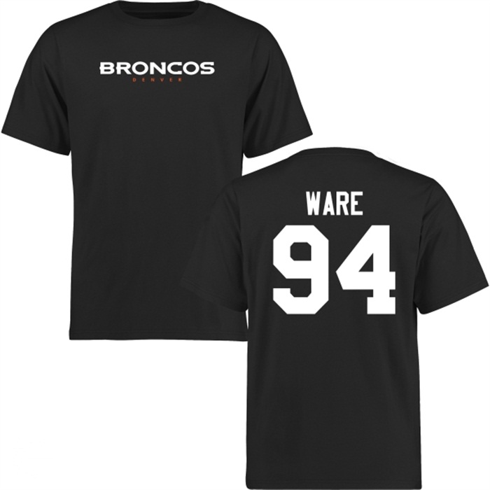 Denver Broncos #94 DeMarcus Ware Black Name & Number Wordmark T-shirt