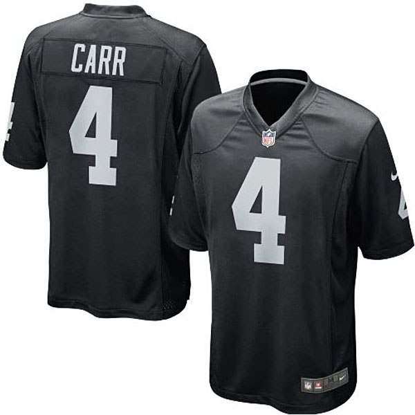 Mens Oakland Raiders #4 Derek Carr Nike Black Game Jersey