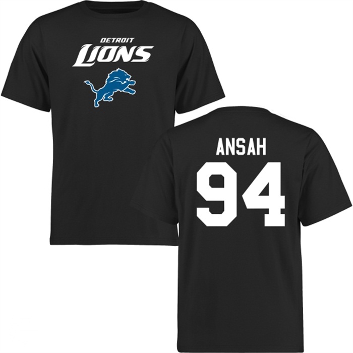 Detroit Lions #94 Ezekiel Ansah Black Name & Number Wordmark T-shirt