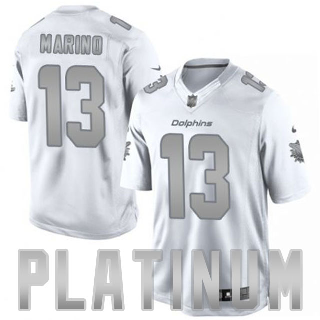 Men's Miami Dolphins #13 Dan Marino White Platinum Limited Jersey