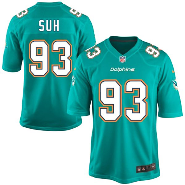 Miami Dolphins #93 Ndamukong Suh Game Aqua Jersey