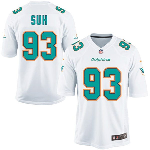 Miami Dolphins #93 Ndamukong Suh Game White Jersey