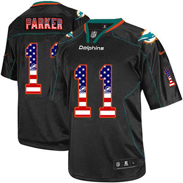 Kickoff Sale: Miami Dolphins #11 Devante Parker USA Flag Fashion Black Jersey