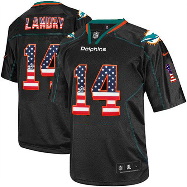 Miami Dolphins #14 Jarvis Landry Nike Black USA Flag Fashion Jersey