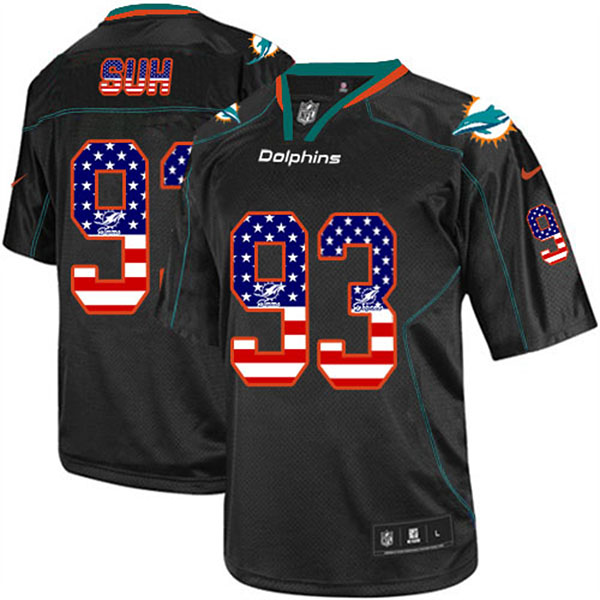 Miami Dolphins #93 Ndamukong Suh Nike Black USA Flag Fashion Jersey