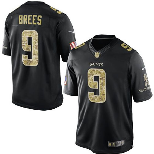 Men's New Orleans Saints #9 Drew Brees Nike Black Salute To Service Jersey