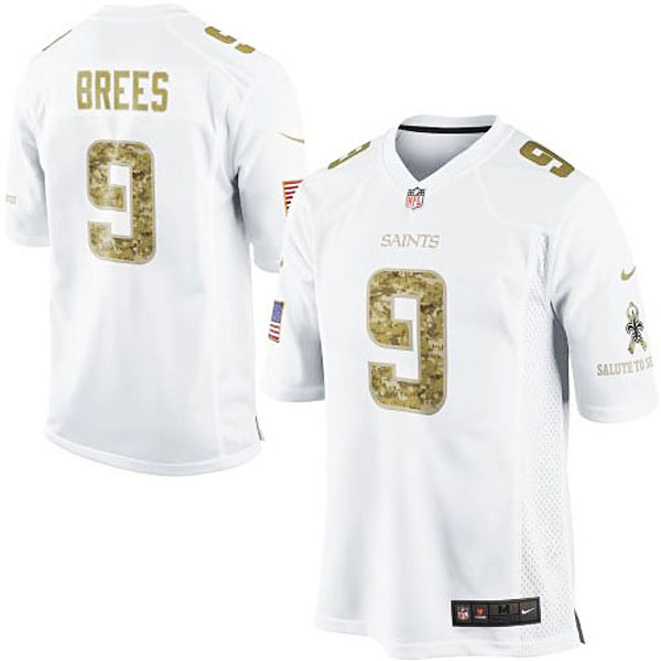 Mens New Orleans Saints #9 Drew Brees Nike White Salute To Service Jersey