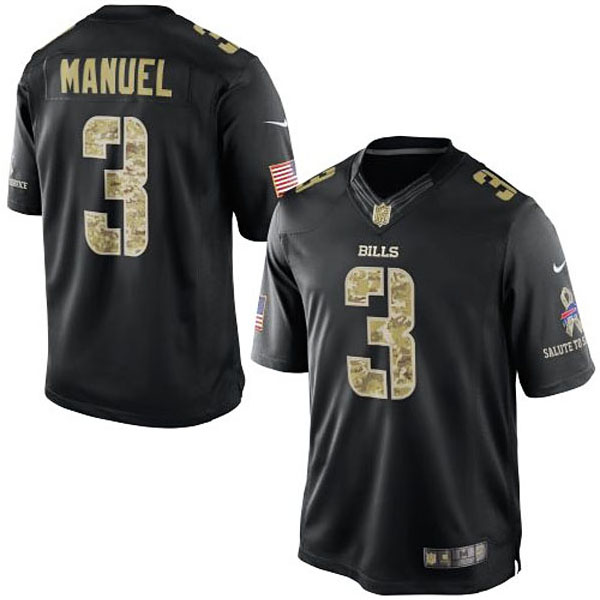 Men's Buffalo Bills #3 EJ Manuel Nike Black Salute To Service Jersey