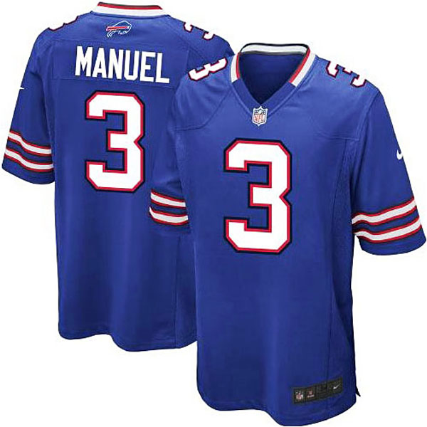 Mens Buffalo Bills #3 EJ Manuel Nike Royal Blue Game Jersey