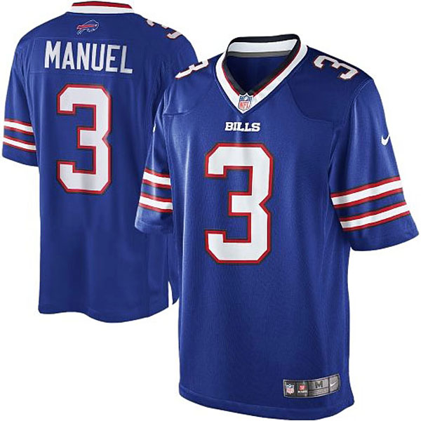 Men's Buffalo Bills #3 EJ Manuel Nike Royal Blue Team Color Limited Jersey