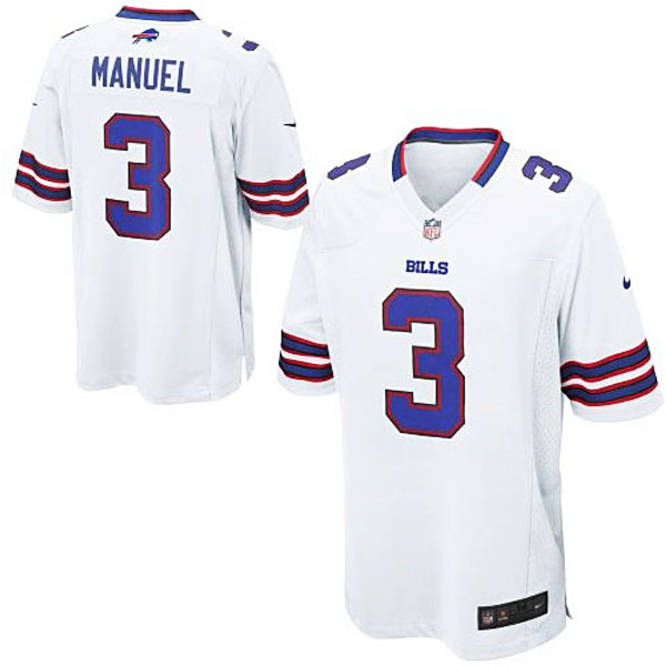 Mens Buffalo Bills #3 EJ Manuel Nike White Game Jersey