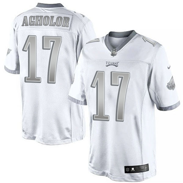 Men's Philadelphia Eagles #17 Nelson Agholor White Platinum Limited Jersey