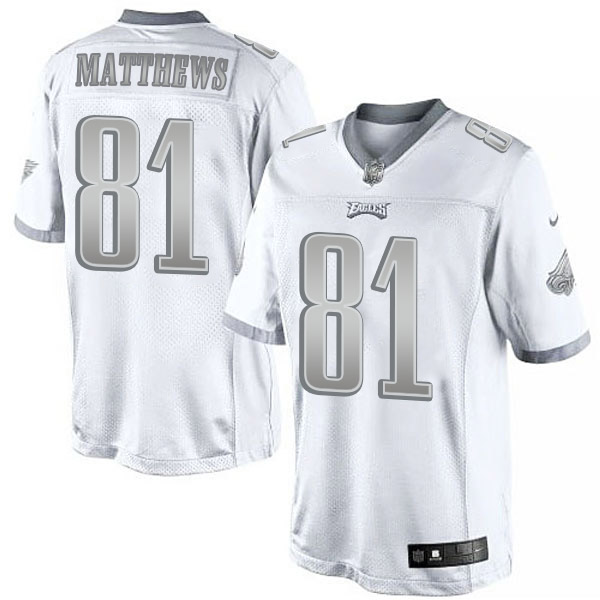 Men's Philadelphia Eagles #81 Jordan Matthews White Platinum Limited Jersey