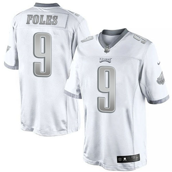 Men's Philadelphia Eagles #9 Nick Foles White Platinum Limited Jersey