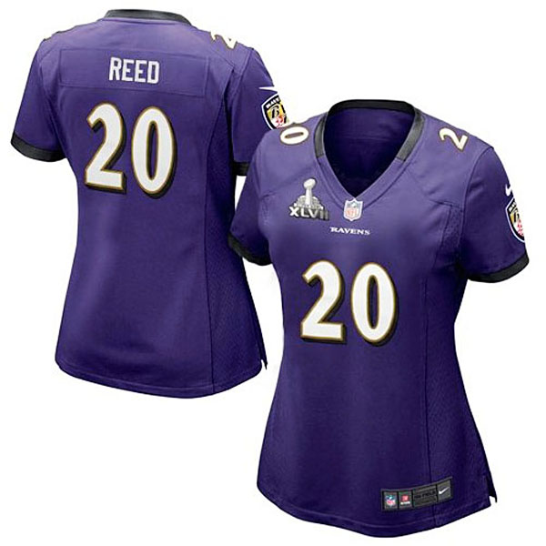 Nike Ed Reed Baltimore Ravens #20 Ladies Super Bowl XLVII Game Jersey - Purple