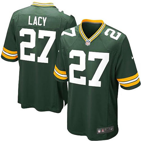 Mens Green Bay Packers #27 Eddie Lacy Nike Green Game Jersey