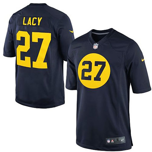 Mens Green Bay Packers #27 Eddie Lacy Nike Navy Blue Alternate Game Jersey